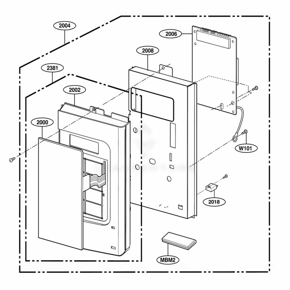 Controller Parts Diagram and Parts List for JVM1540DMBB CBKEGEU LG Range
