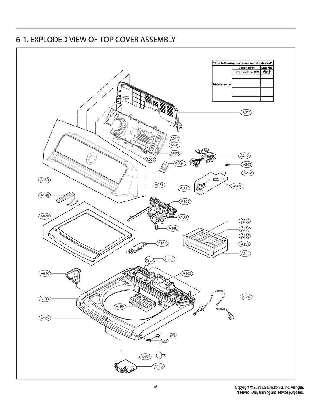 Top Cover Assembly Diagram and Parts List for T1789EFHB5 ASSETUS LG Washer