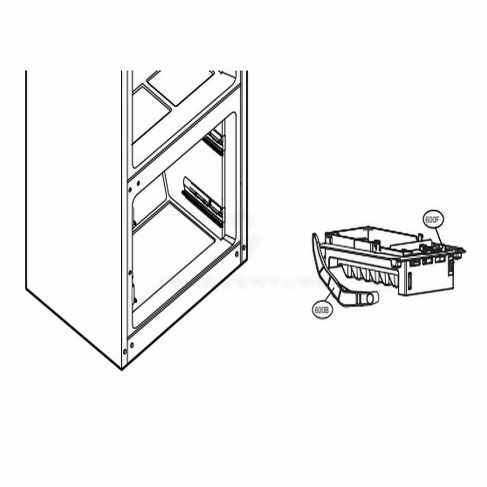 Ice Maker And Ice Bin Parts Diagram and Parts List for 74019 AWBCSE2 LG Refrigerator