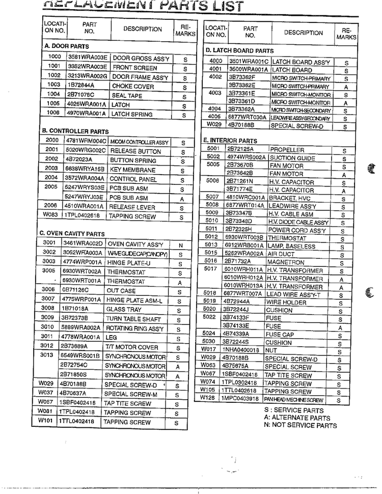 Exploded View And Parts List Page 7 Diagram and Parts List for MA-884M  LG Microwave