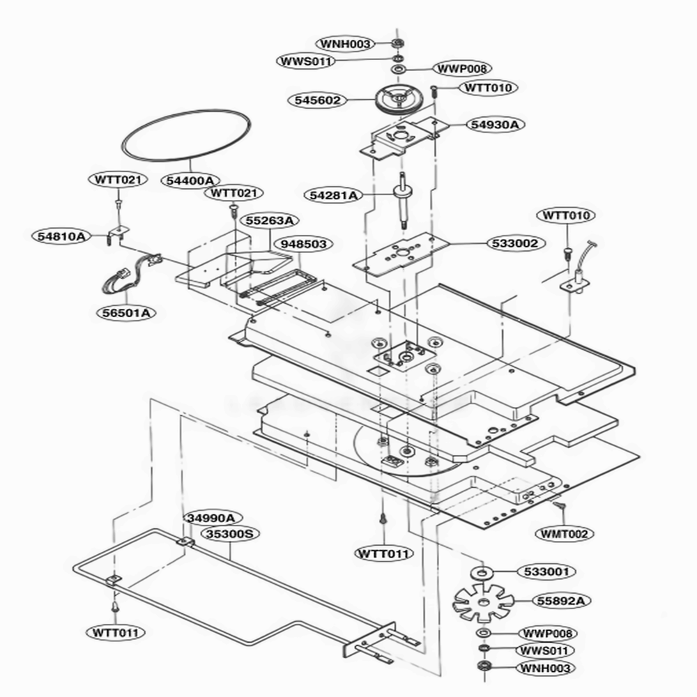 Plate Chamber Assy Parts Diagram and Parts List for MV1155W WHEGSE LG Range