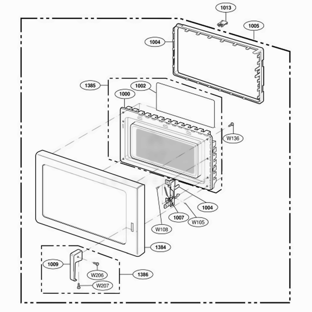 Door Parts Diagram and Parts List for DFS11EA ASTQMTR LG Range