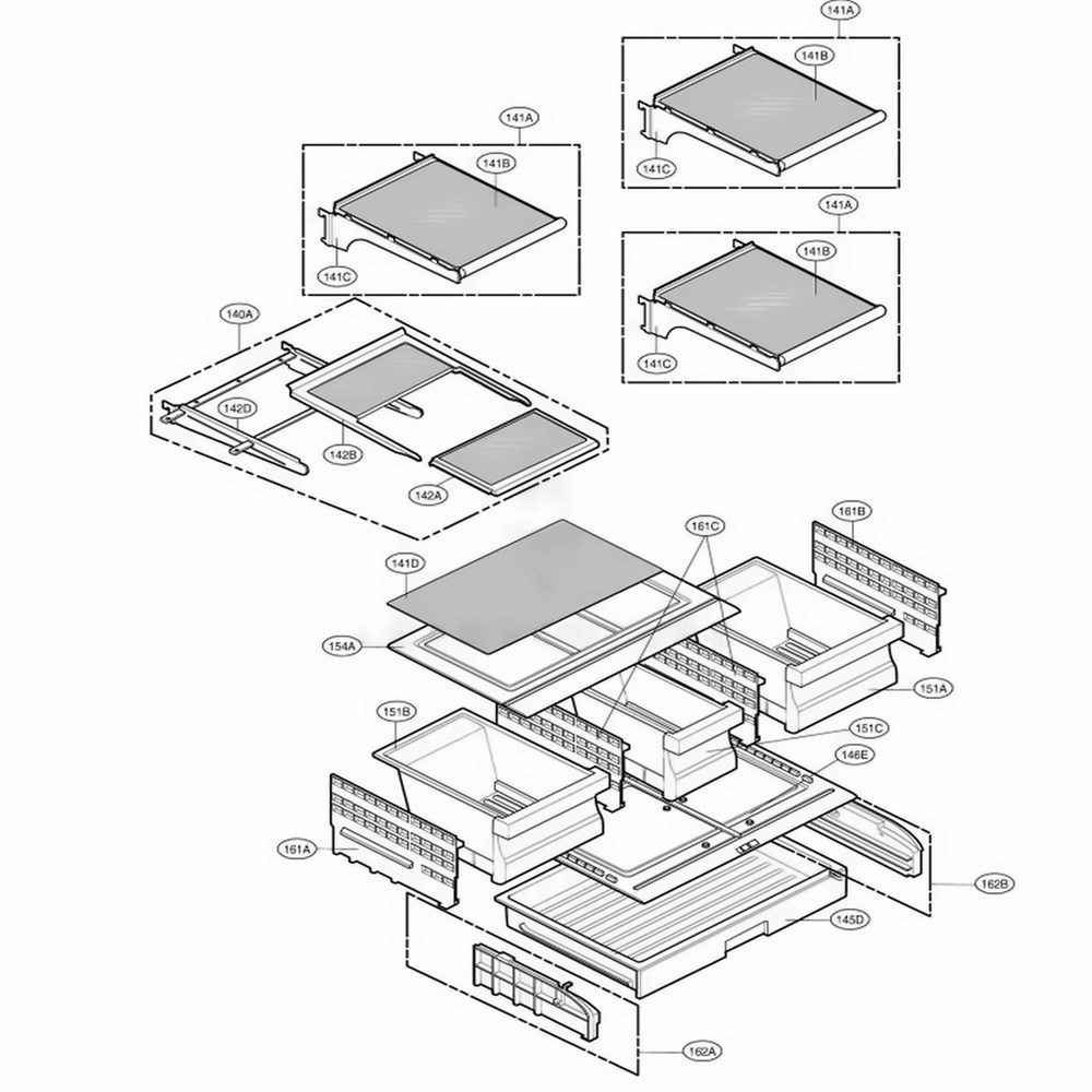 Refrigerator Parts Diagram and Parts List for LFX21975ST AST2LGA LG Refrigerator