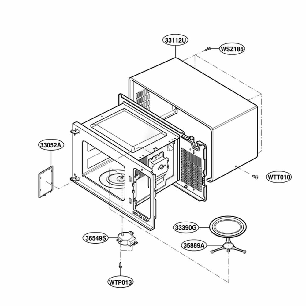 Oven Cavity Parts Diagram and Parts List for MA1011W01 CW3EBBY LG Range