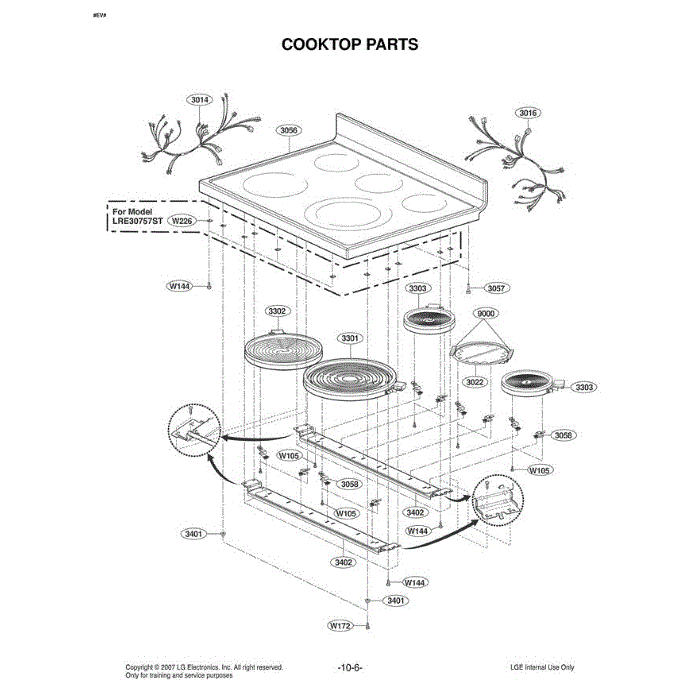 Section 3 Diagram and Parts List for LRE30757ST ASTLLGA LG Range