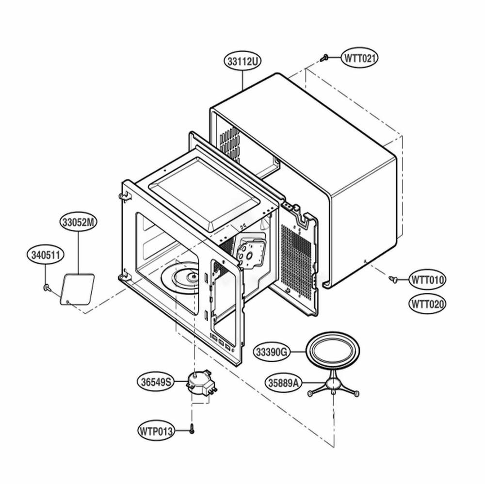 Oven Cavity Parts Diagram and Parts List for 89039 ABKESEC LG Range