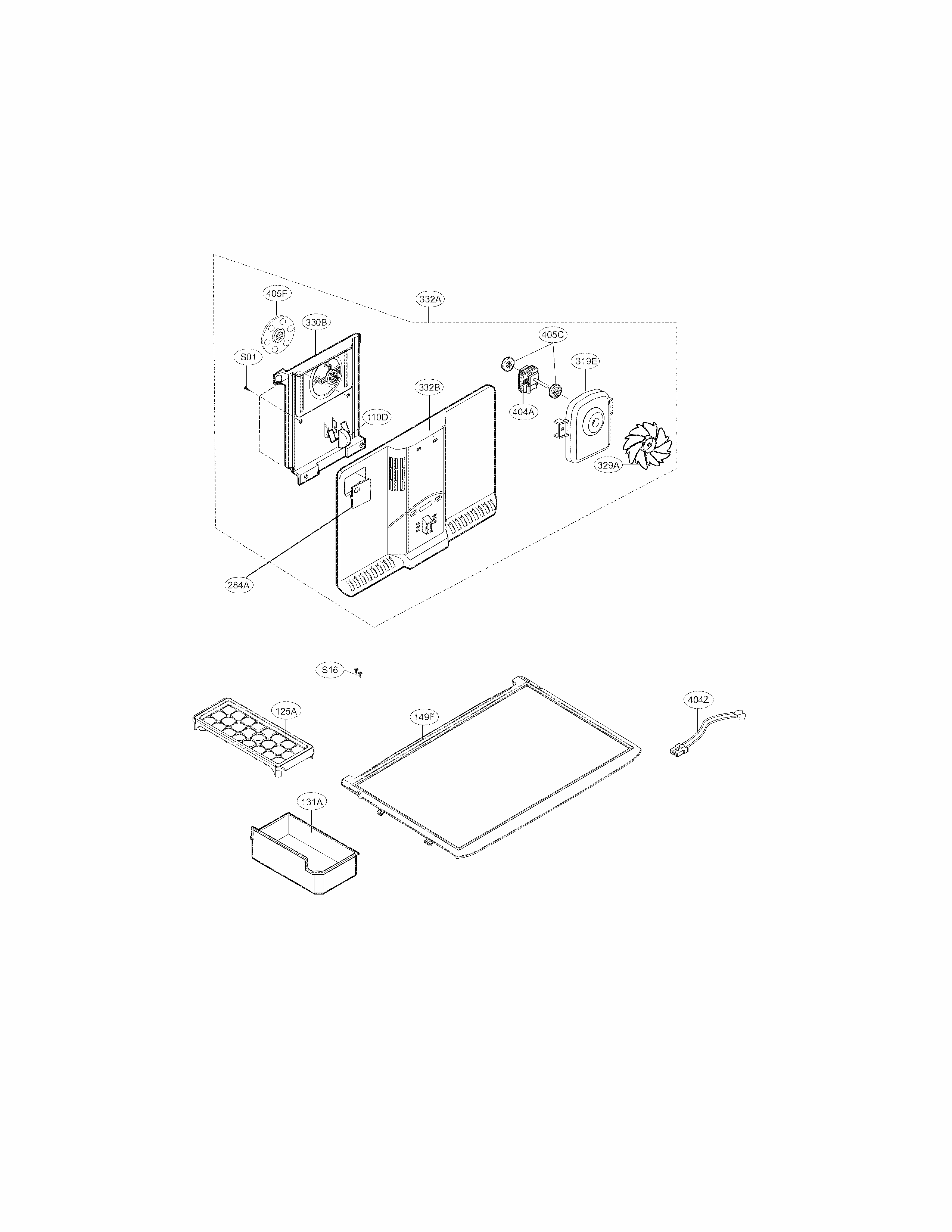 Freezer Parts Diagram and Parts List for 79568032211  Kenmore Refrigerator