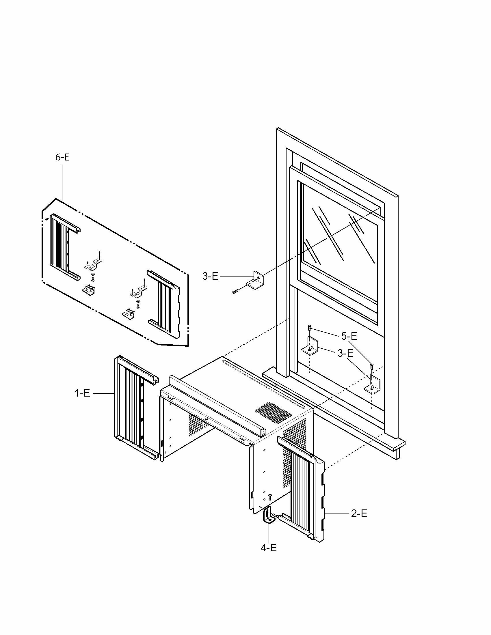 Installation Parts Diagram and Parts List for 58075051900  Kenmore Air Conditioner