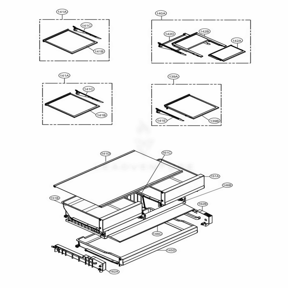 Refrigerator Parts Diagram and Parts List for LFXS28596S ASTCNA0 LG Refrigerator