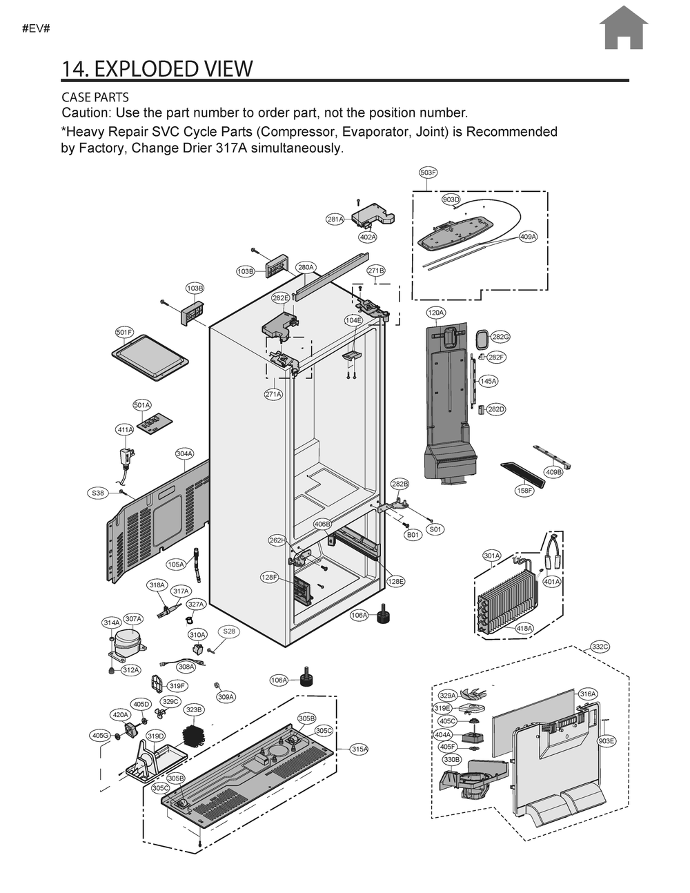 Case Parts Diagram and Parts List for LFCS22520D ASBCNA6 LG Refrigerator
