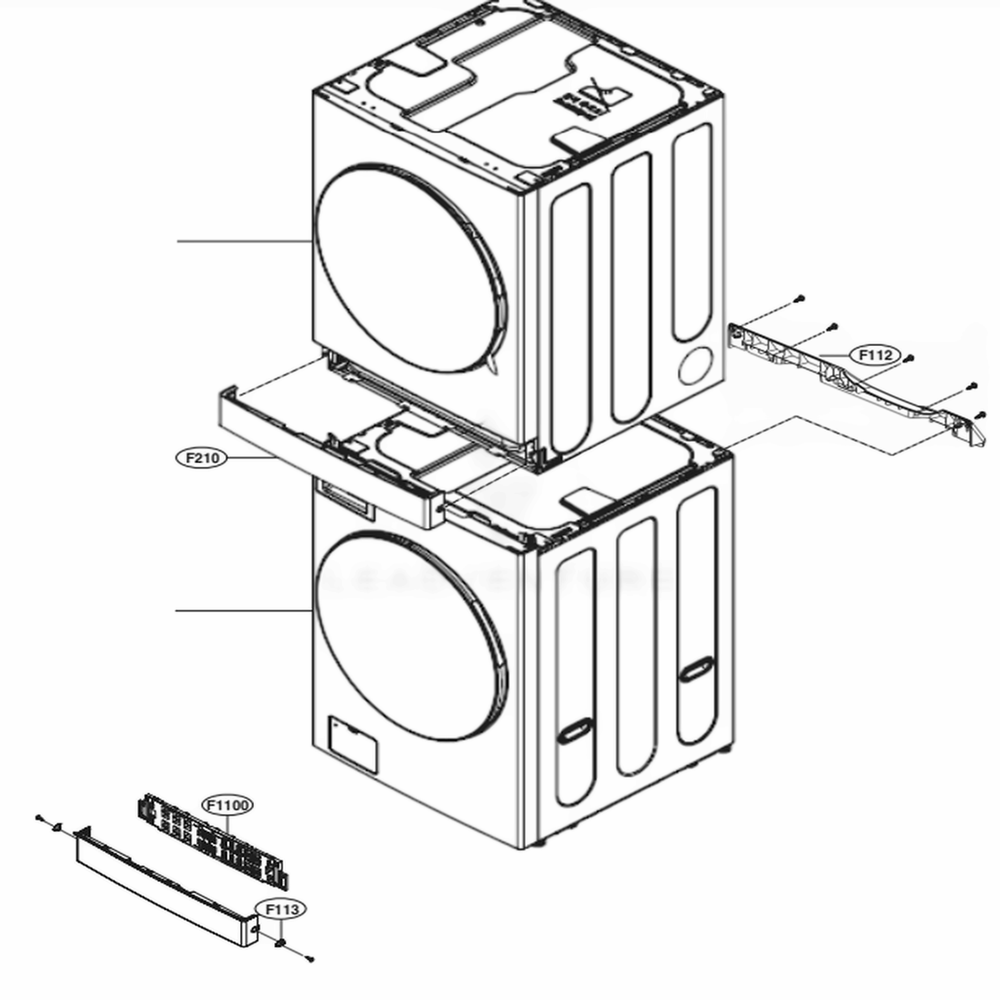 Full Assembly - Washer And Dryer Diagram and Parts List for WKEX200HBA ABLEEUS LG Washer Dryer Combo