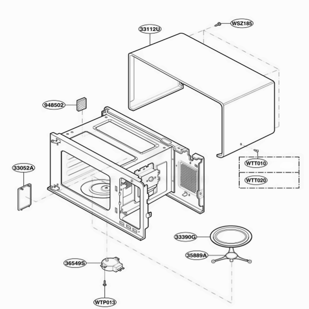 Oven Cavity Parts Diagram and Parts List for MA825B KBKEGSE LG Wall Oven