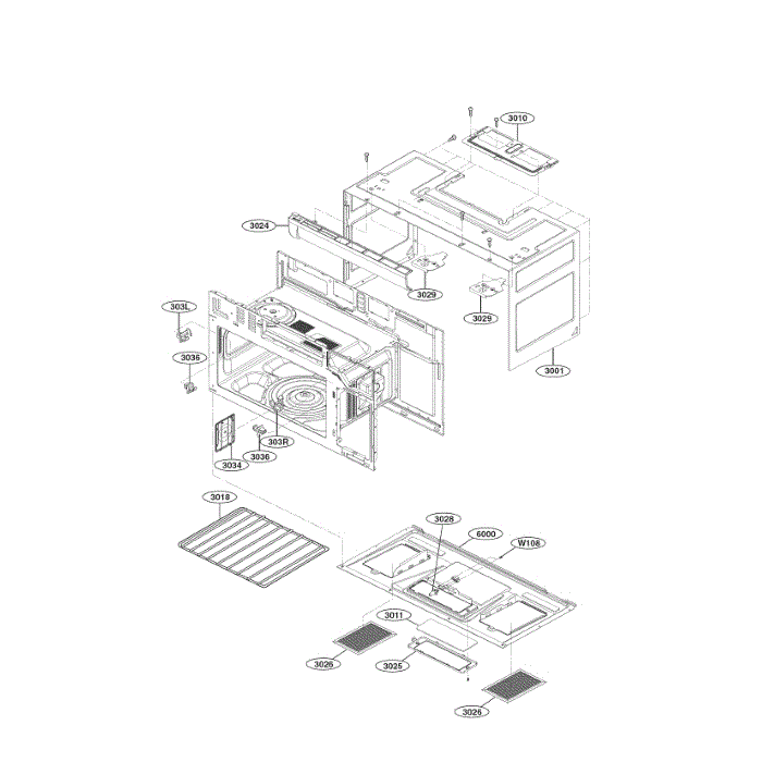 Cavity Diagram and Parts List for LMV2031SW 00 LG Microwave