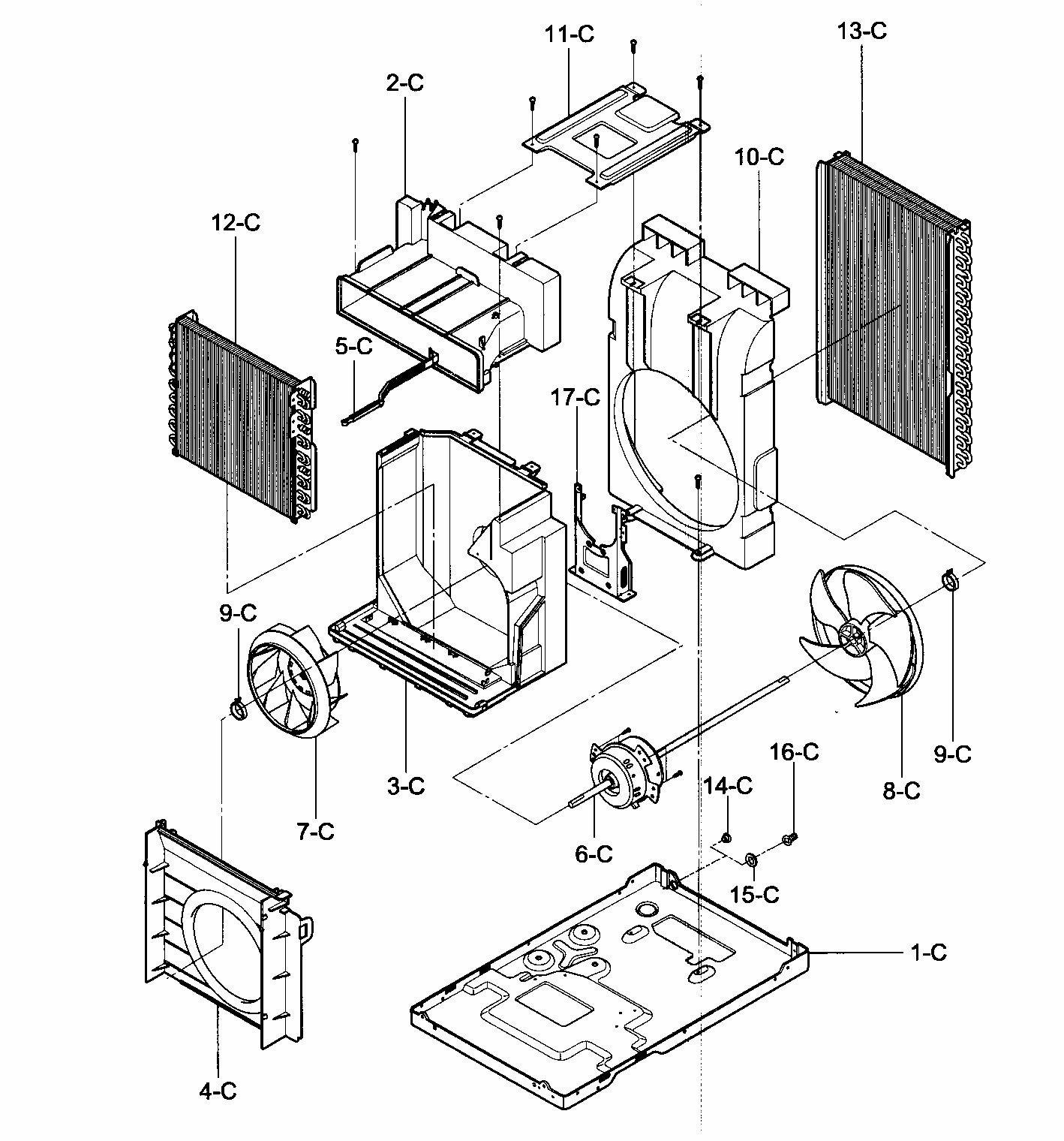 Air Handling/cycle Parts Diagram and Parts List for 58075063700  Kenmore Air Conditioner