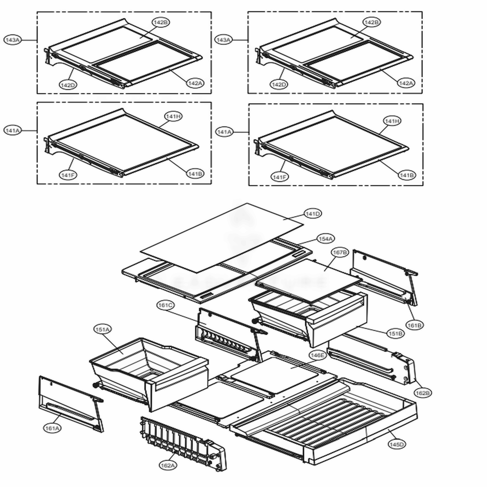 Refrigerator Parts Diagram and Parts List for 73163 ASTCSE0 LG Refrigerator