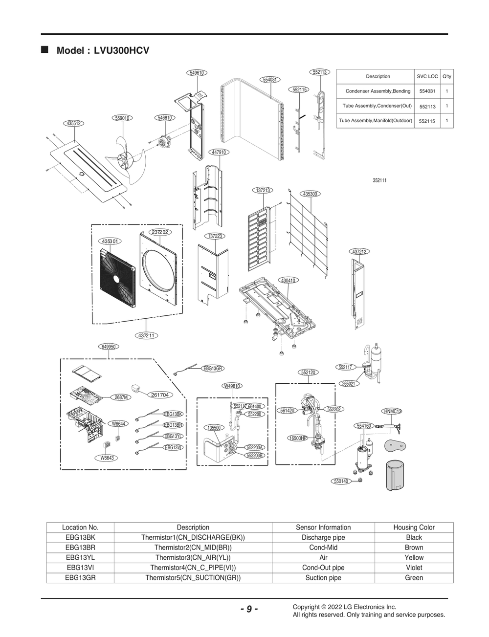 Diagram 1 Diagram and Parts List for LVU300HCV EWGHEUS LG Air Conditioner