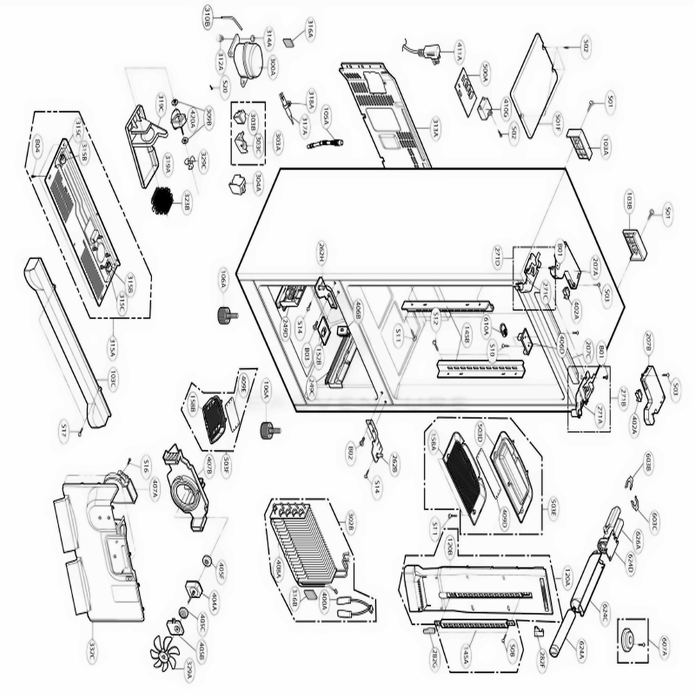 Case Parts Diagram and Parts List for 79763 AST1SEF LG Refrigerator