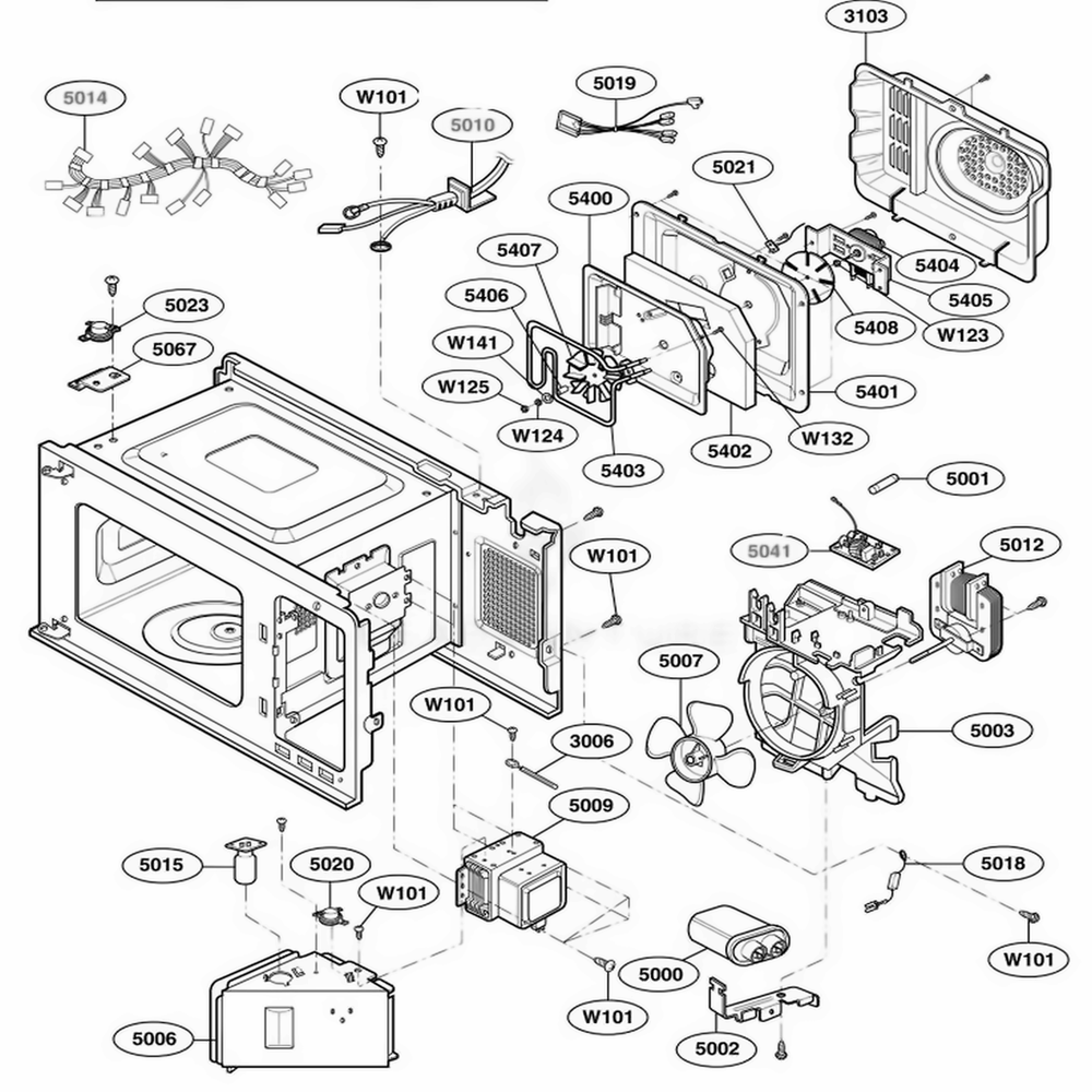 Interior Parts 2 Diagram and Parts List for 64282 AWHESEA LG Wall Oven