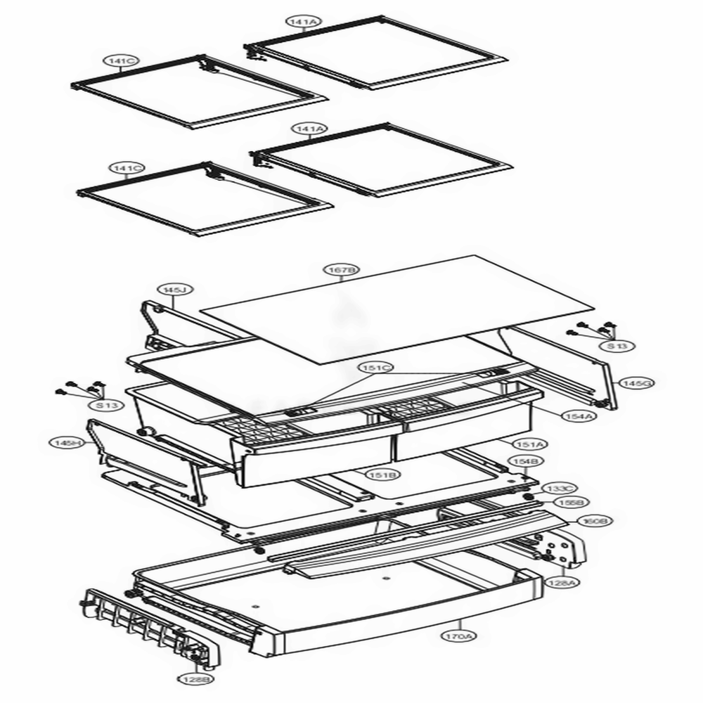 Refrigerator Parts Diagram and Parts List for LFC22770SB AWBCNA1 LG Refrigerator