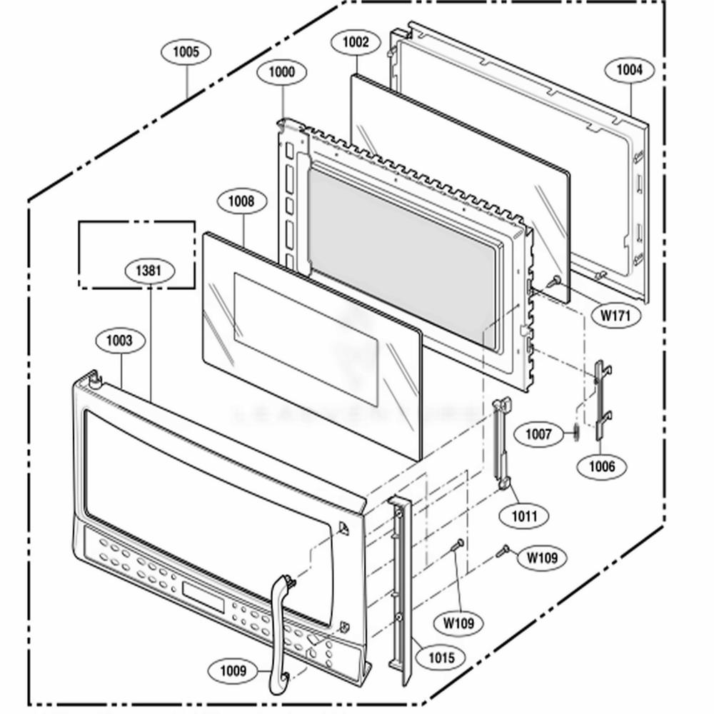 Door Parts Diagram and Parts List for 63762 AWHESEA LG Range