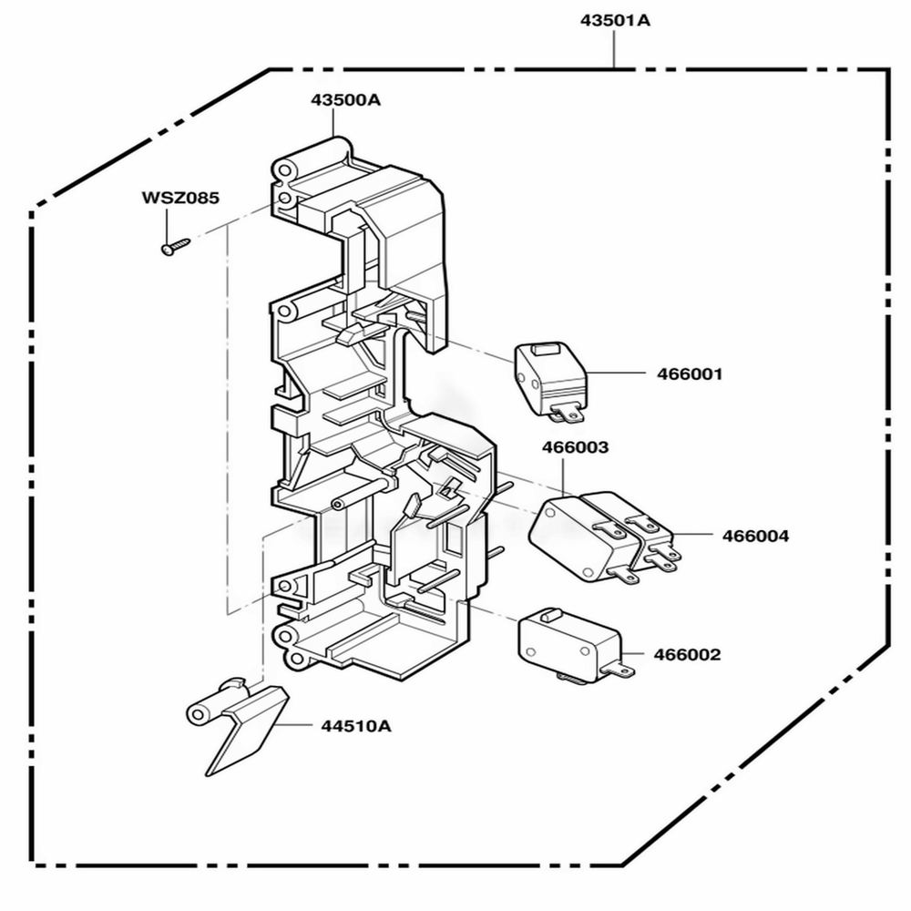 Latch Board Parts Diagram and Parts List for DOTRC11B BKEDOM LG Wall Oven