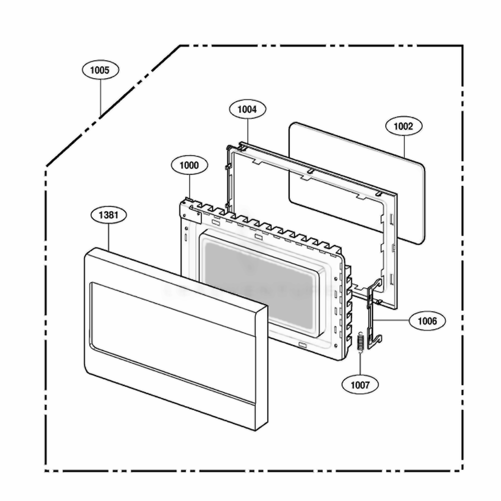 Door Parts Diagram and Parts List for MBBB ABKEBSH LG Wall Oven