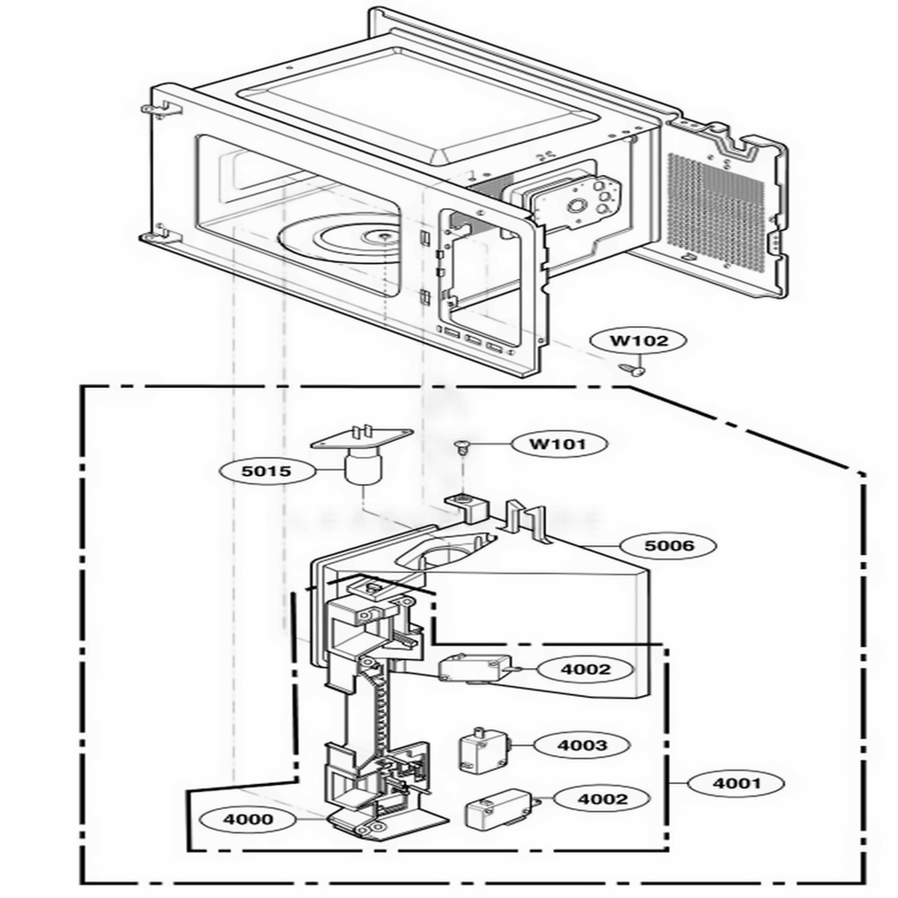 Latch Board Parts Diagram and Parts List for HMB406 ABKEBSU LG Wall Oven