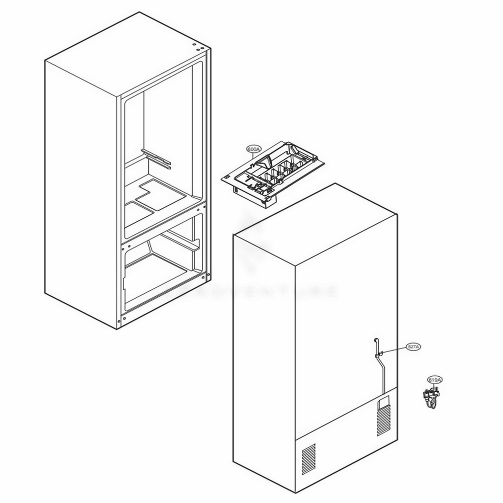Ice Maker Parts Diagram and Parts List for LFC24770SB AWBCNA1 LG Refrigerator