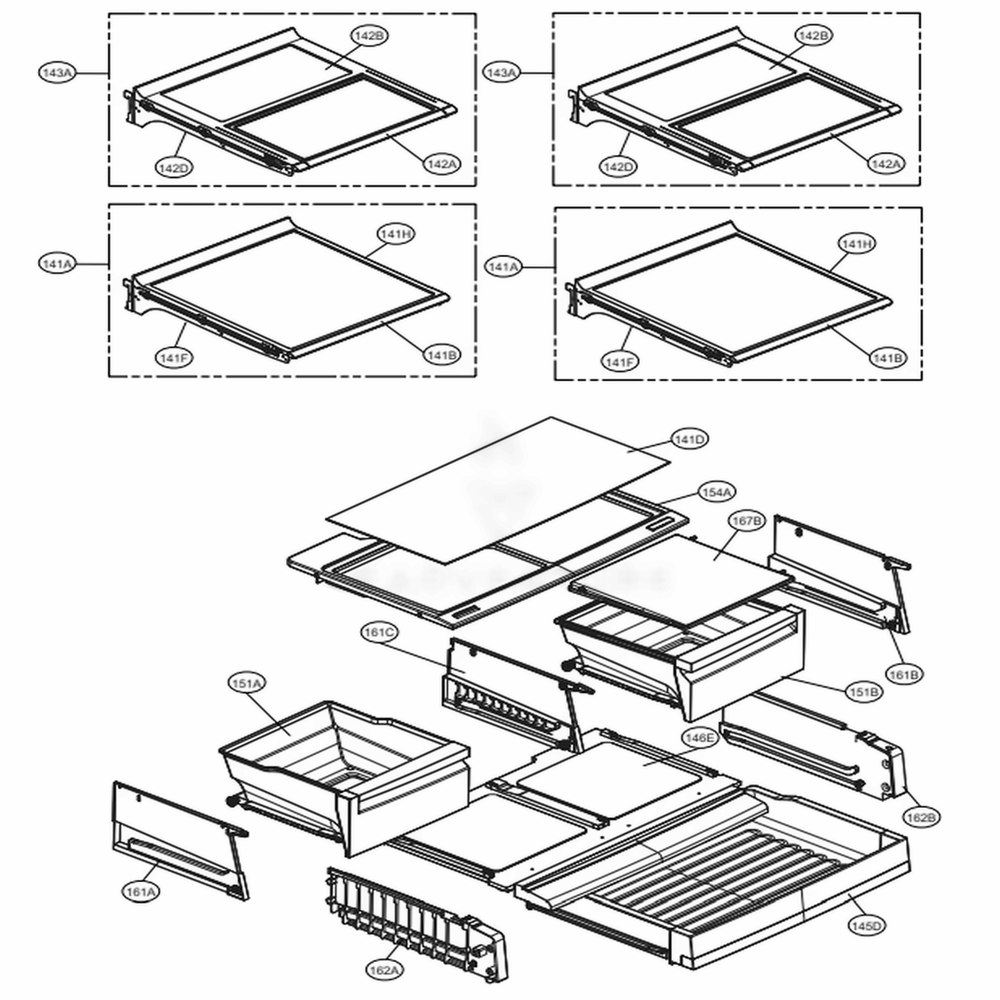 Refrigerator Parts Diagram and Parts List for 73153 ASTCSE1 LG Refrigerator