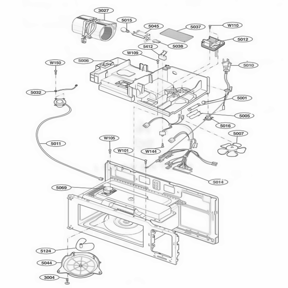 Interior Parts 2 Diagram and Parts List for LMV1645SBQ ABSELGA LG Wall Oven