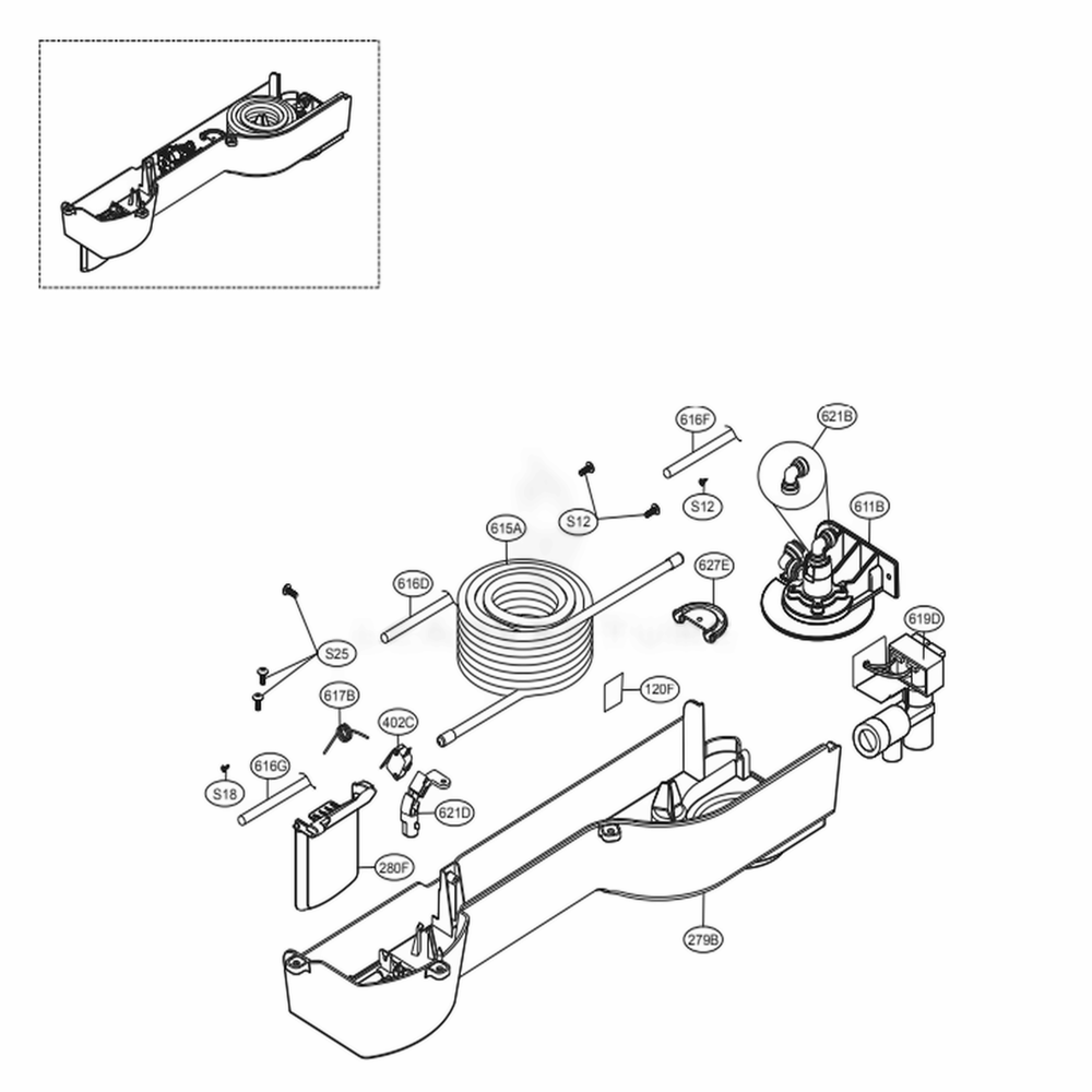 Dispenser Parts Diagram and Parts List for 79432 ASWCSE3 LG Refrigerator