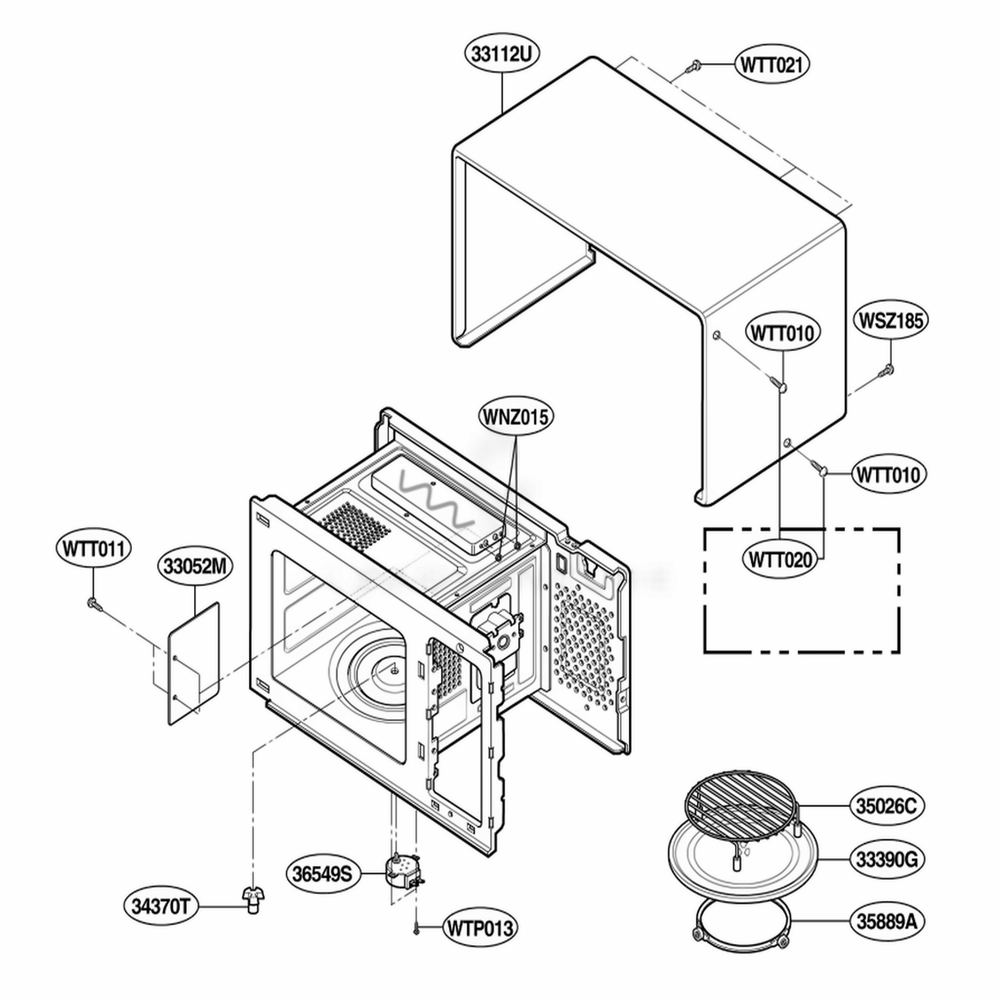 Oven Cavity Parts Diagram and Parts List for ACM1580AB ABKEAMA LG Range