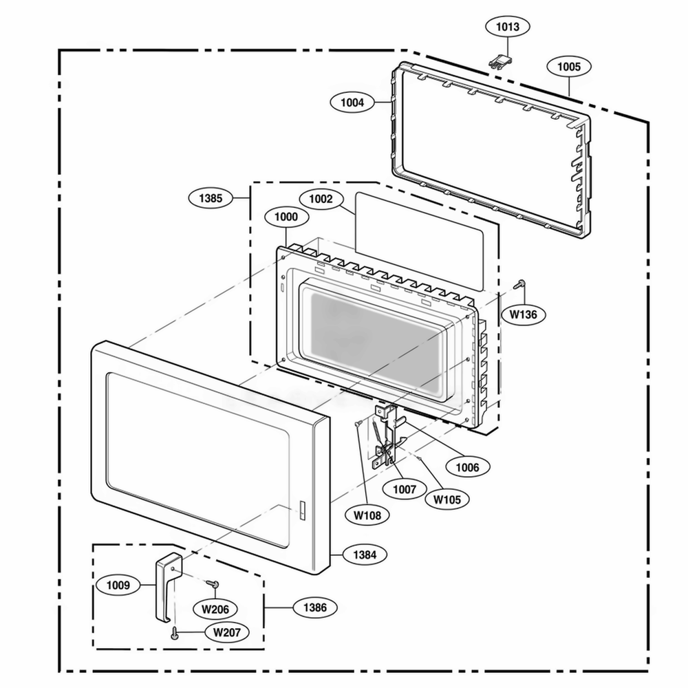 Door Parts Diagram and Parts List for URS511P AGR7AMA LG Range