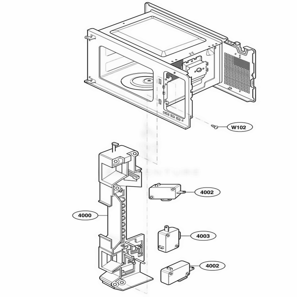 Latch Board Parts 2 Diagram and Parts List for 62252 CWHESEA LG Wall Oven