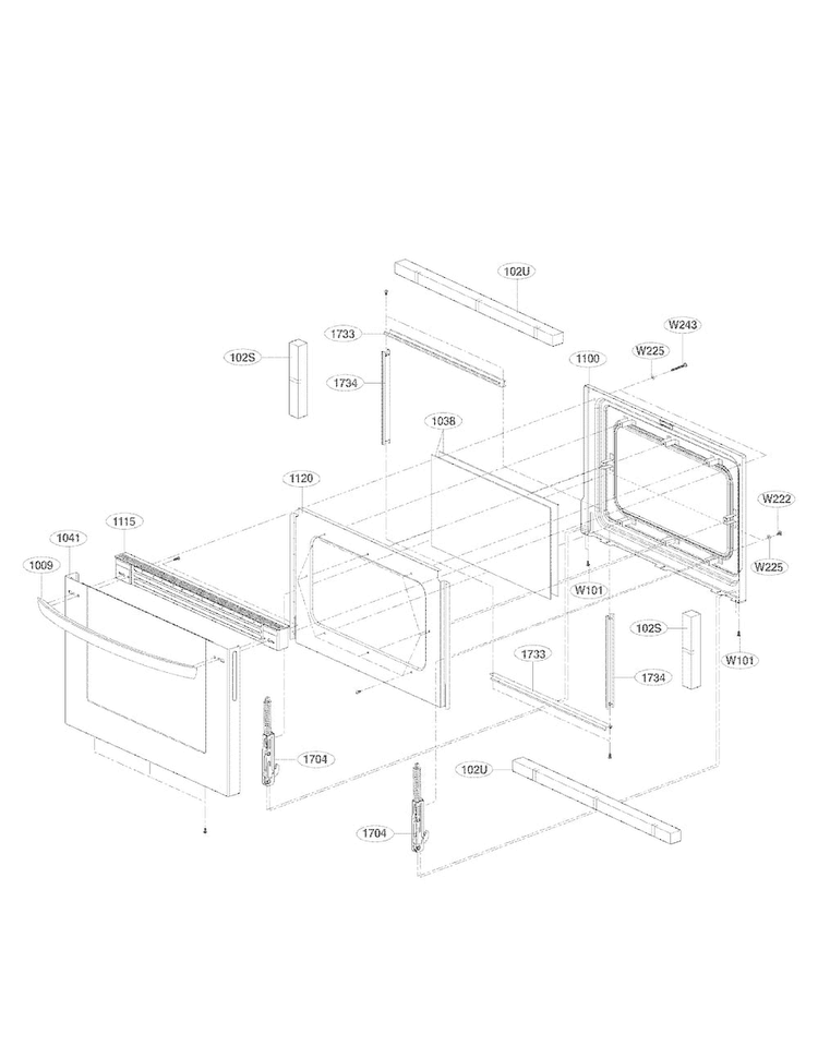 Lower Door Parts Diagram and Parts List for LDG3036ST  LG Range
