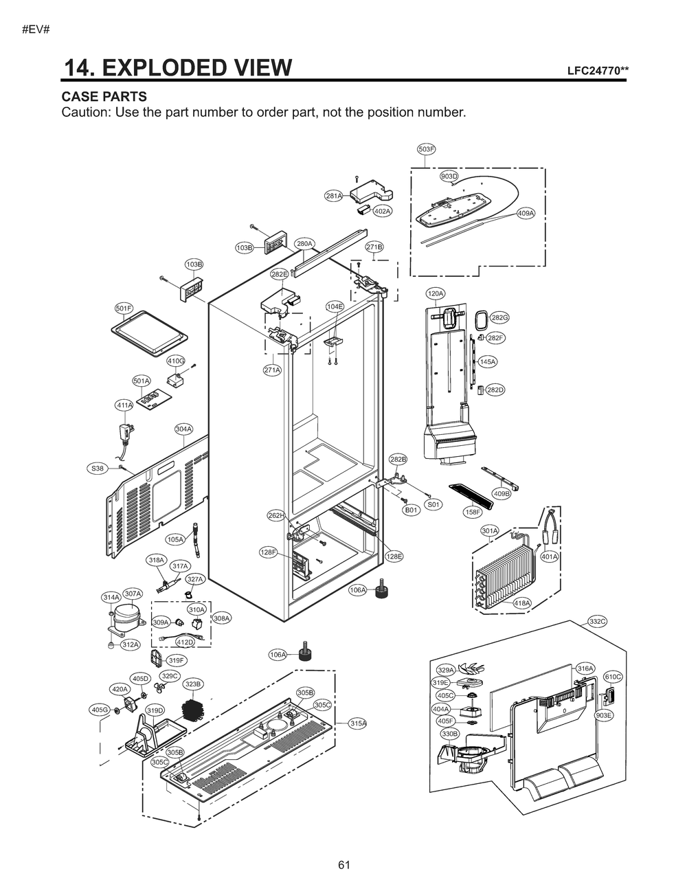 Case Parts Diagram and Parts List for GM-B243RSFM ASTCNA3 LG Refrigerator