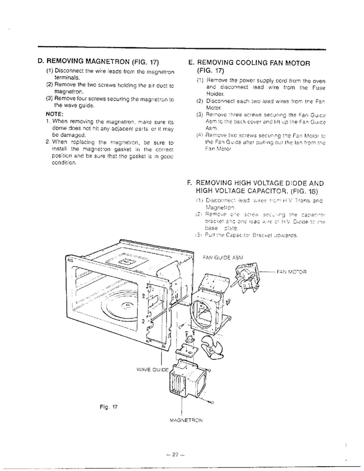Disassy/replacement Procedure Page 2 Diagram and Parts List for MH-1355M  LG Microwave