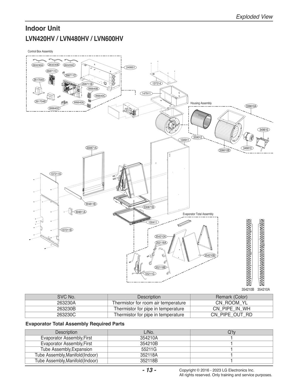 Indoor Unit Diagram and Parts List for LVN600HV ENWBEUS LG Air Conditioner