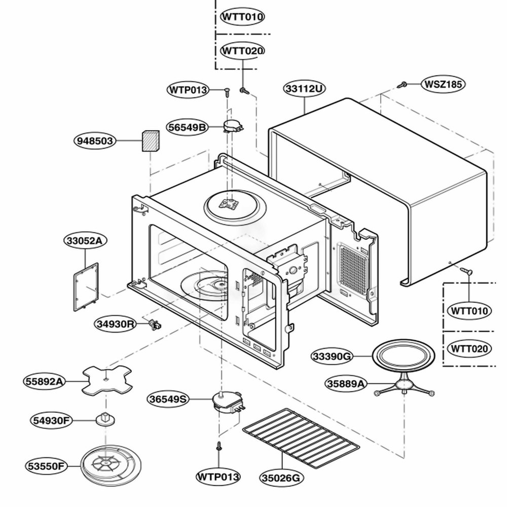 Oven Cavity Parts Diagram and Parts List for KCMS185JBT CBSEKAD LG Wall Oven
