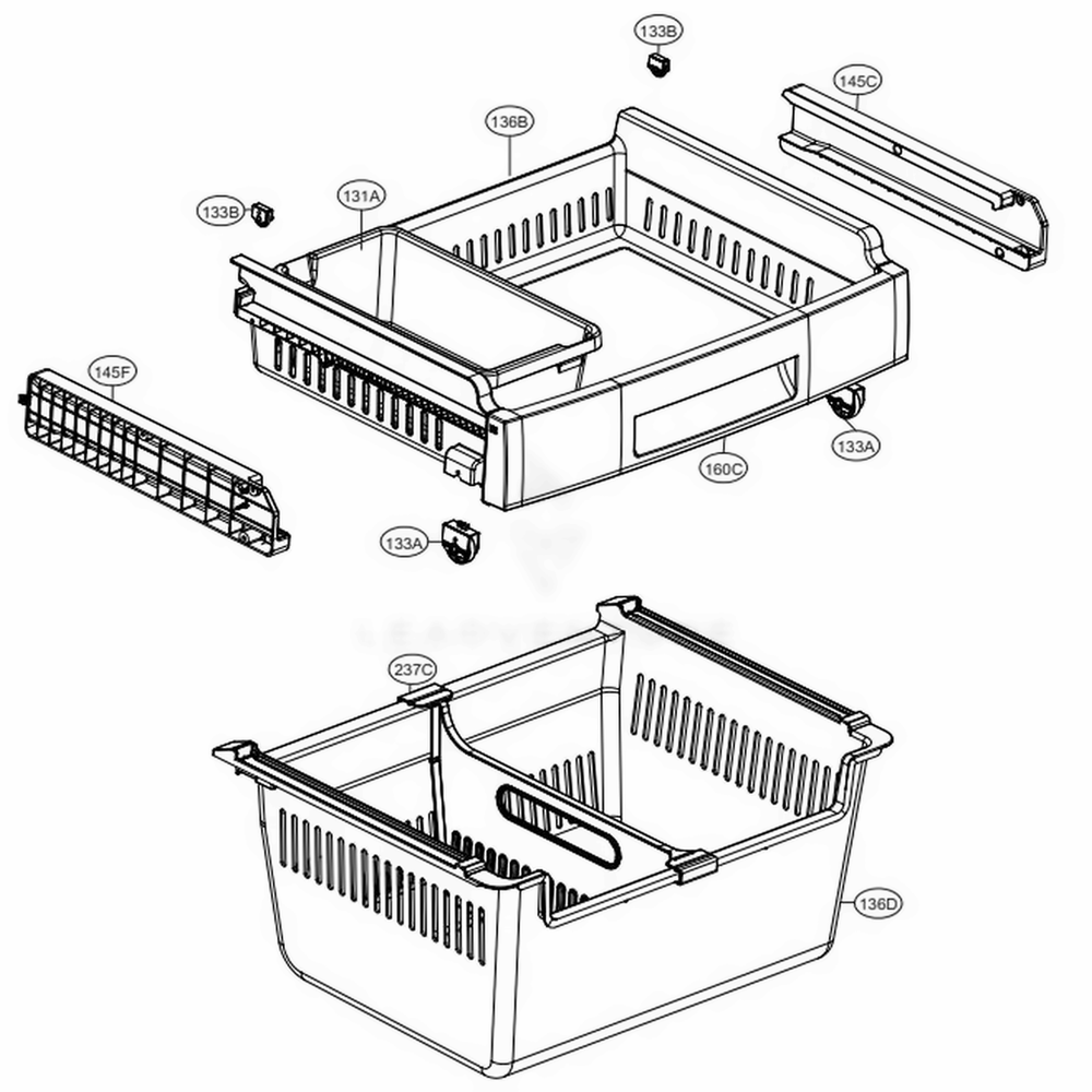 Freezer Parts Diagram and Parts List for LFD22786SW ASWCNA1 LG Refrigerator