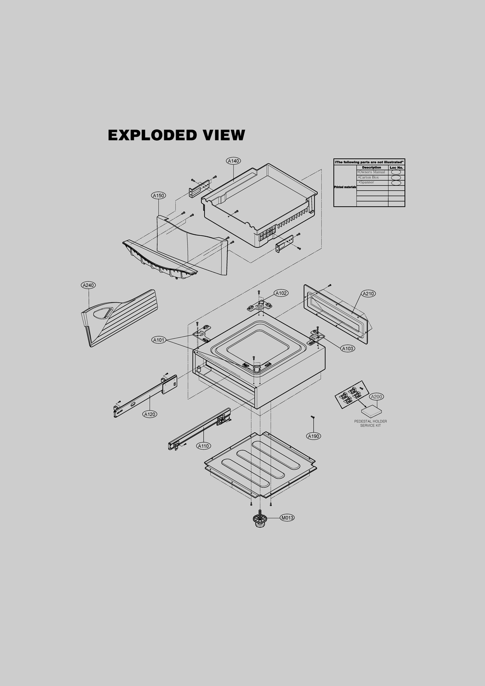 Introduction Diagram and Parts List for LWP-279V ASTESEU LG Washer