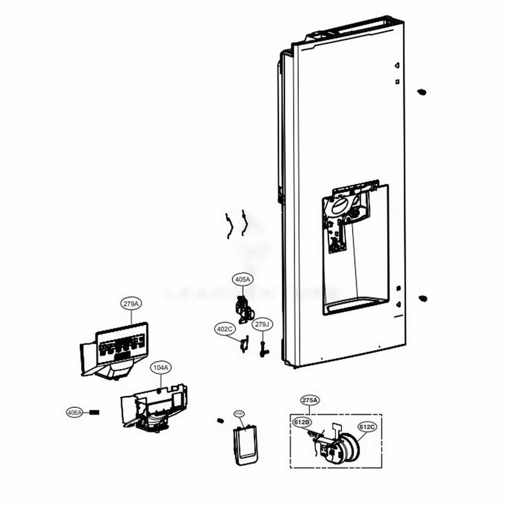 Dispenser Parts Diagram and Parts List for LFXS26596M AMTCNA0 LG Refrigerator
