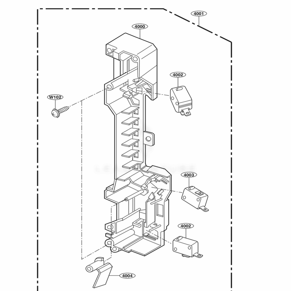 Latch Board Parts Diagram and Parts List for LMVH1711ST CSBELGA LG Microwave