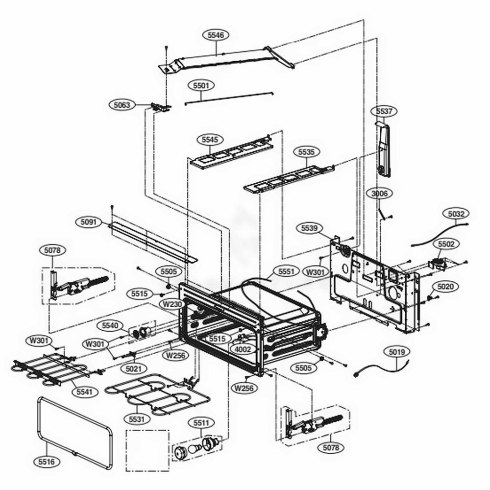 Upper Cavity Parts Diagram and Parts List for LDE3035ST FSTLLGA LG Range