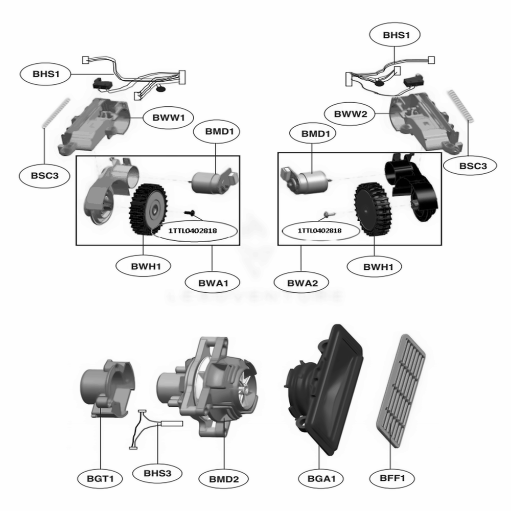 Base Assembly 3 Diagram and Parts List for VR65502LV ARDELGA LG Canister Vacuum