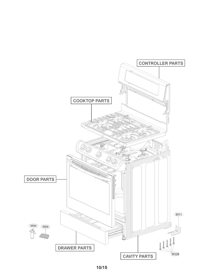 Accessory Parts Diagram and Parts List for LRG4115ST  LG Range