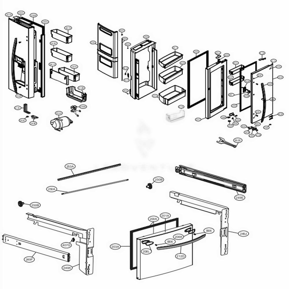Door Parts Diagram and Parts List for LFXS28566S ASTCNA0 LG Refrigerator