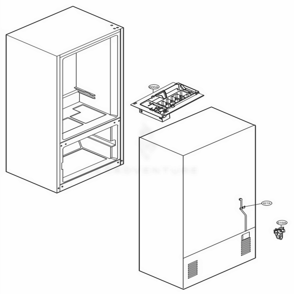 Icemaker Parts Diagram and Parts List for LFCS22520B AWBCNA0 LG Refrigerator