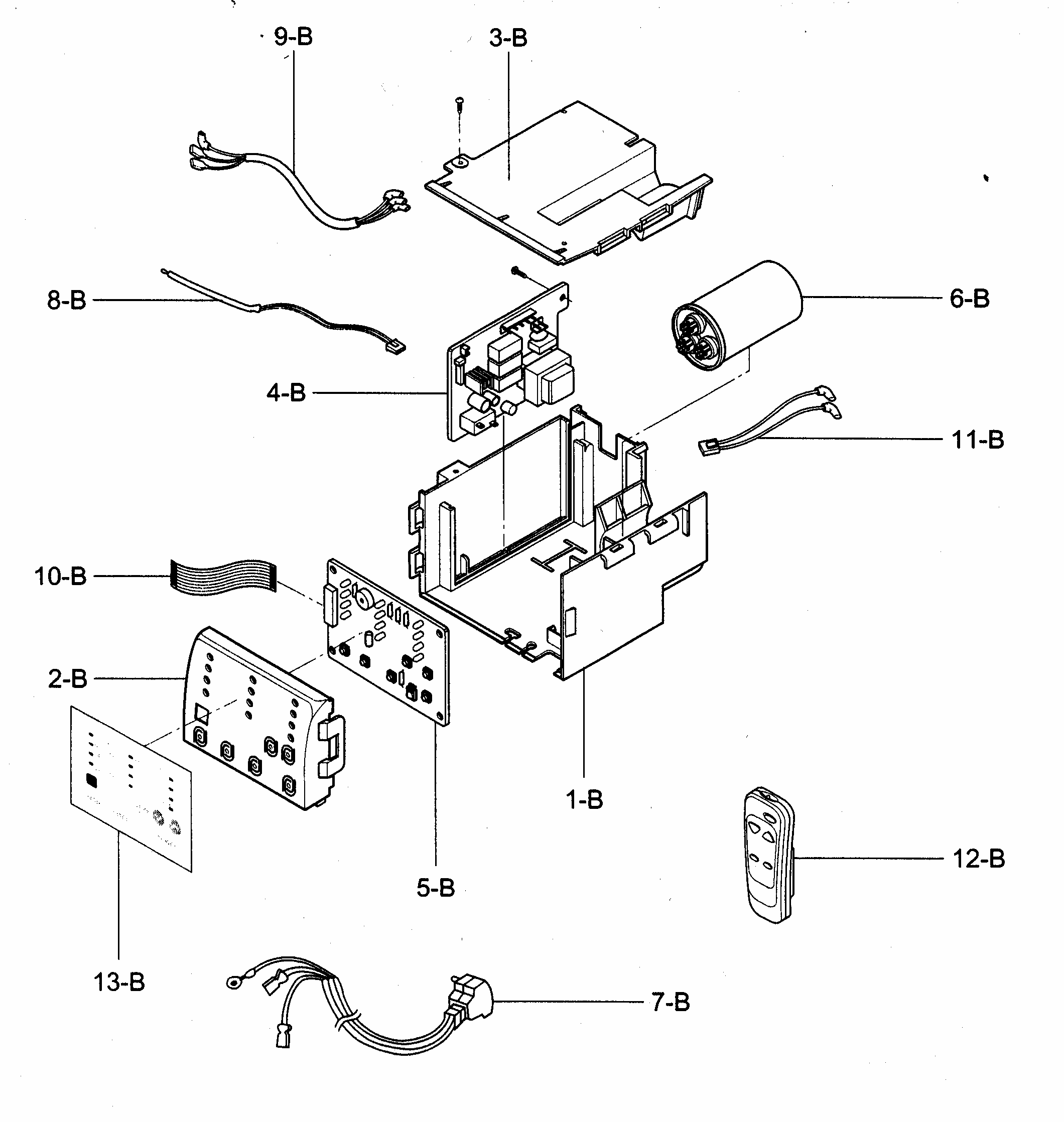 Control Box Assy Diagram and Parts List for 58074184400  Kenmore Air Conditioner