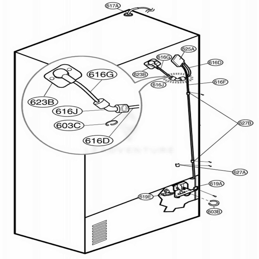 Valve And Water Tube Parts Diagram and Parts List for 79737 ABS3SER LG Refrigerator